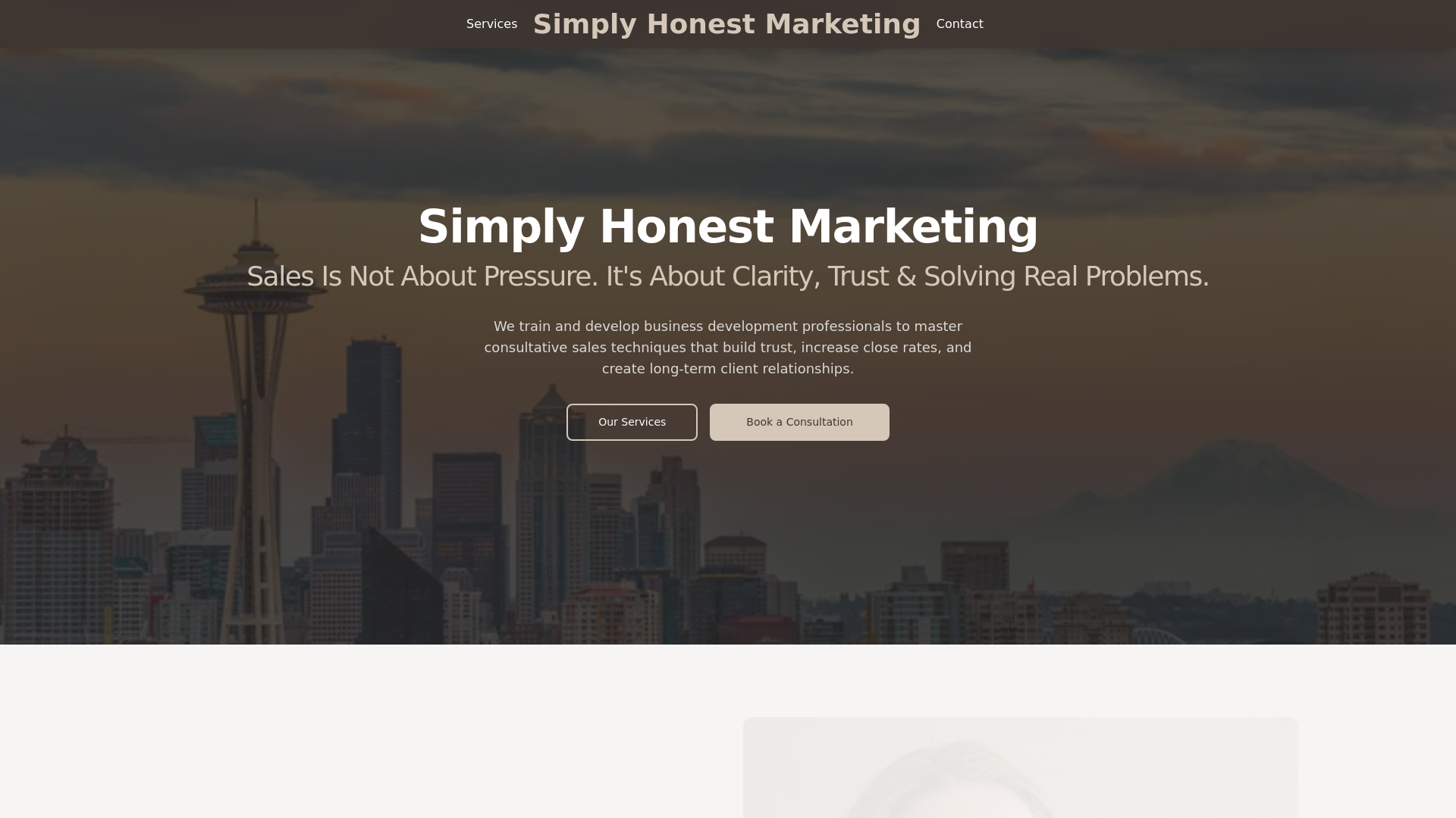 website screenshot of https://simplyhonestmktg.com/