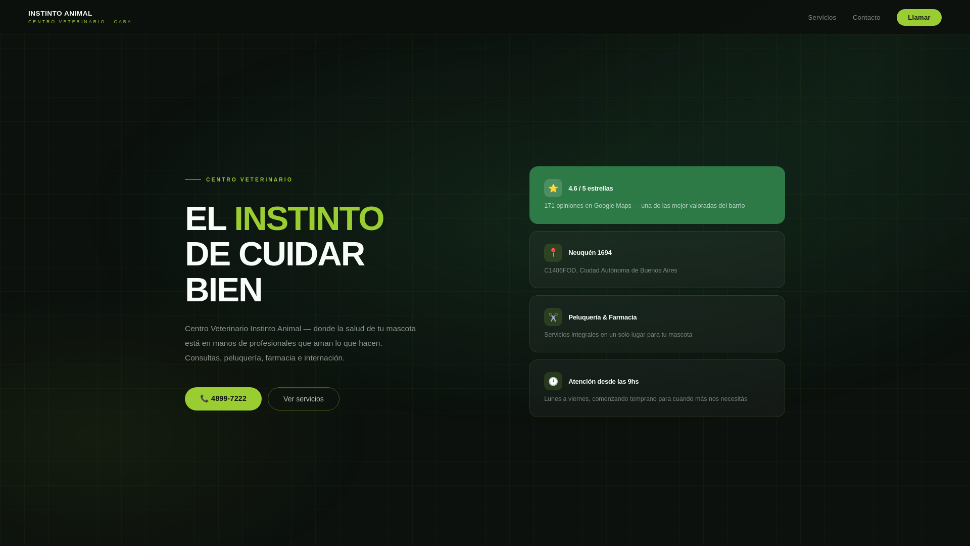 website screenshot of https://centroveterinarioinstintoanimal.pages.dev/