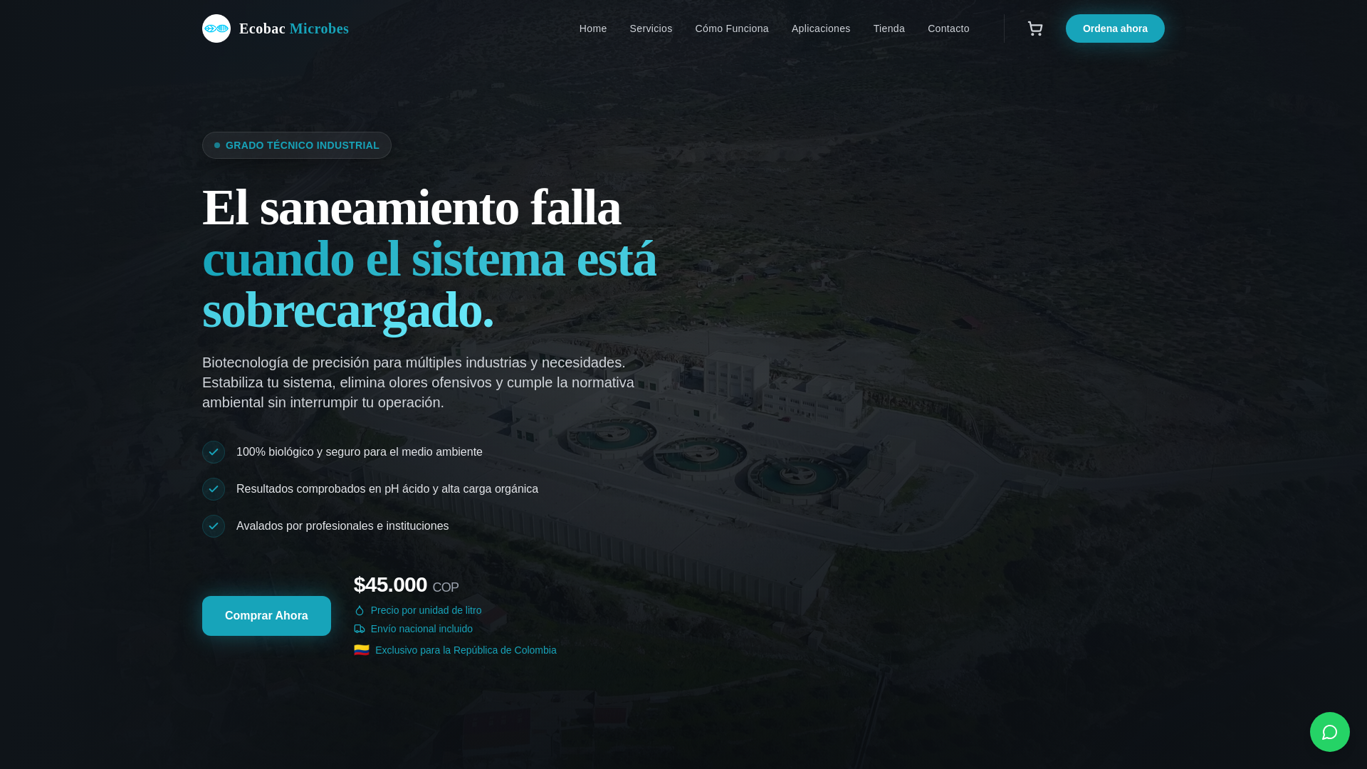 website screenshot of https://ecobacmicrobes.com