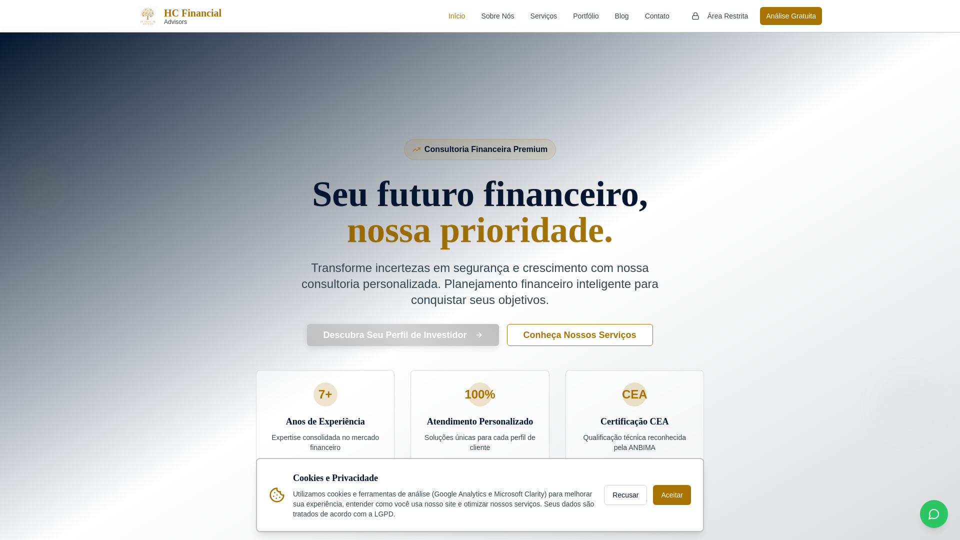 website screenshot of https://hctrustedglobalplanners.com/