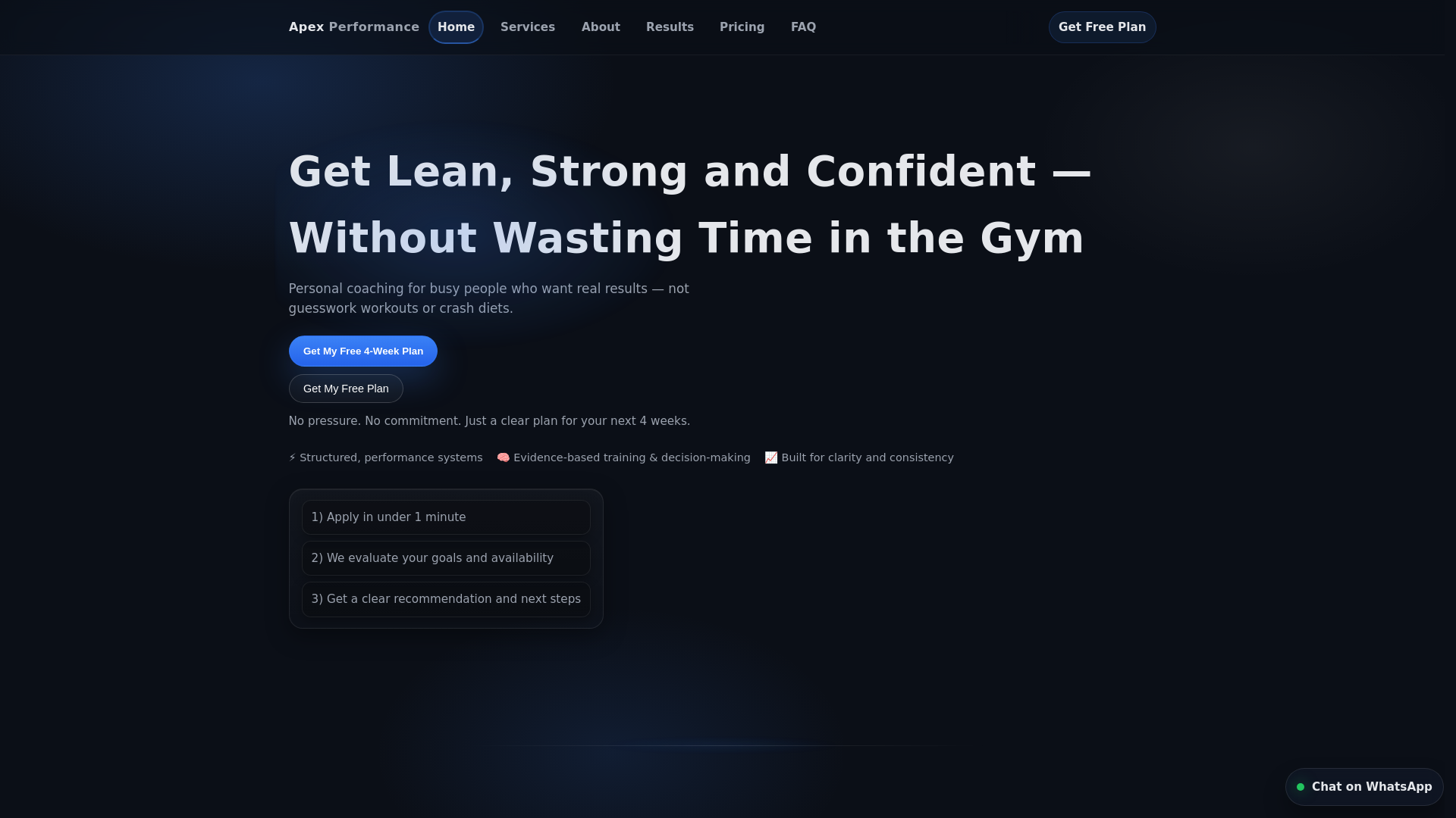 website screenshot of https://apexperformance.dev/
