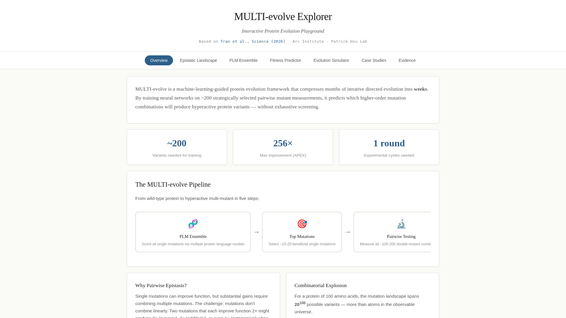 website screenshot of https://protein-evolution-playground.pages.dev/