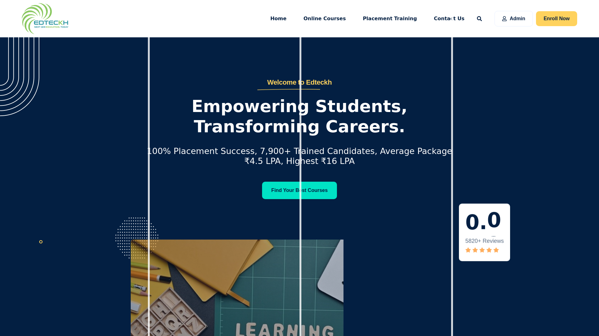 website screenshot of https://edteckh.co.in