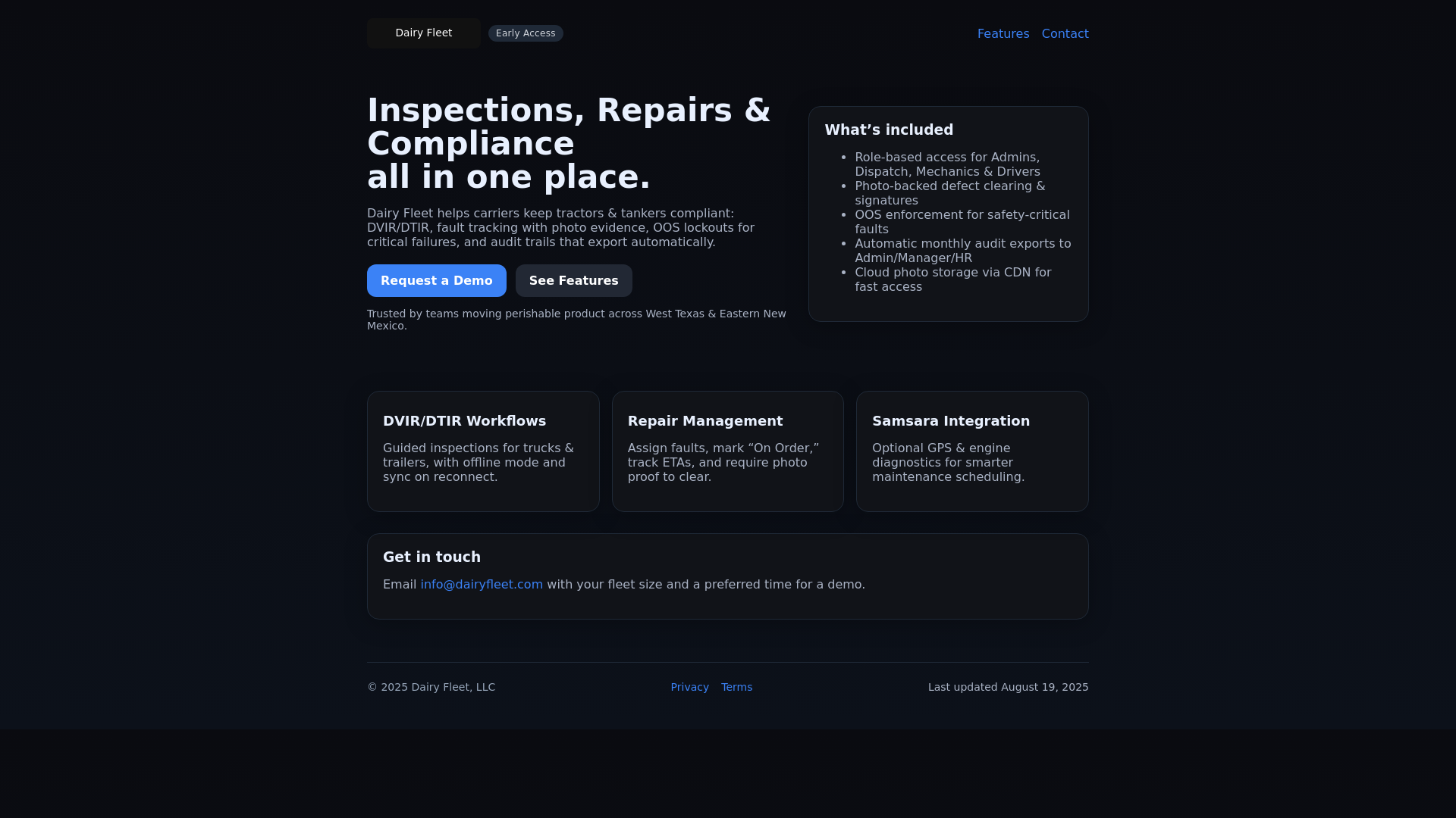 website screenshot of https://dairyfleet-landing.pages.dev/