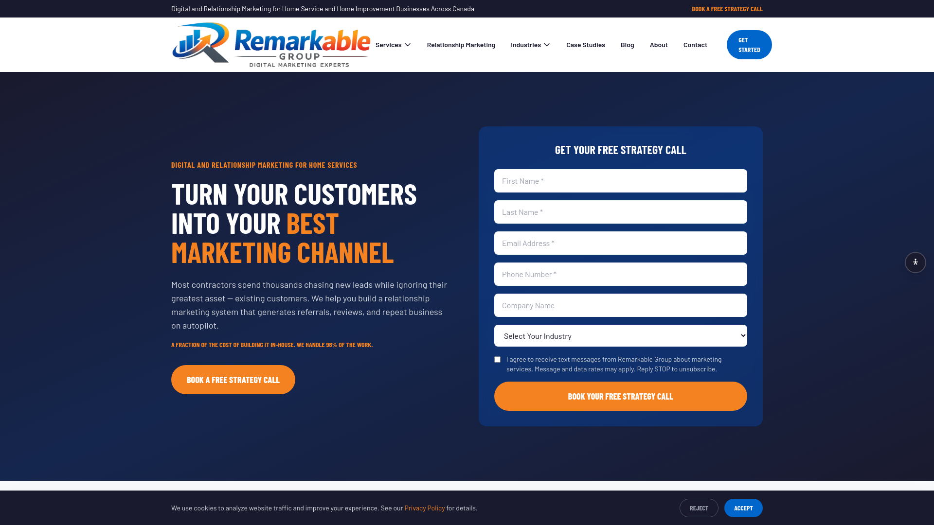 website screenshot of https://getremarkabledma.ca/
