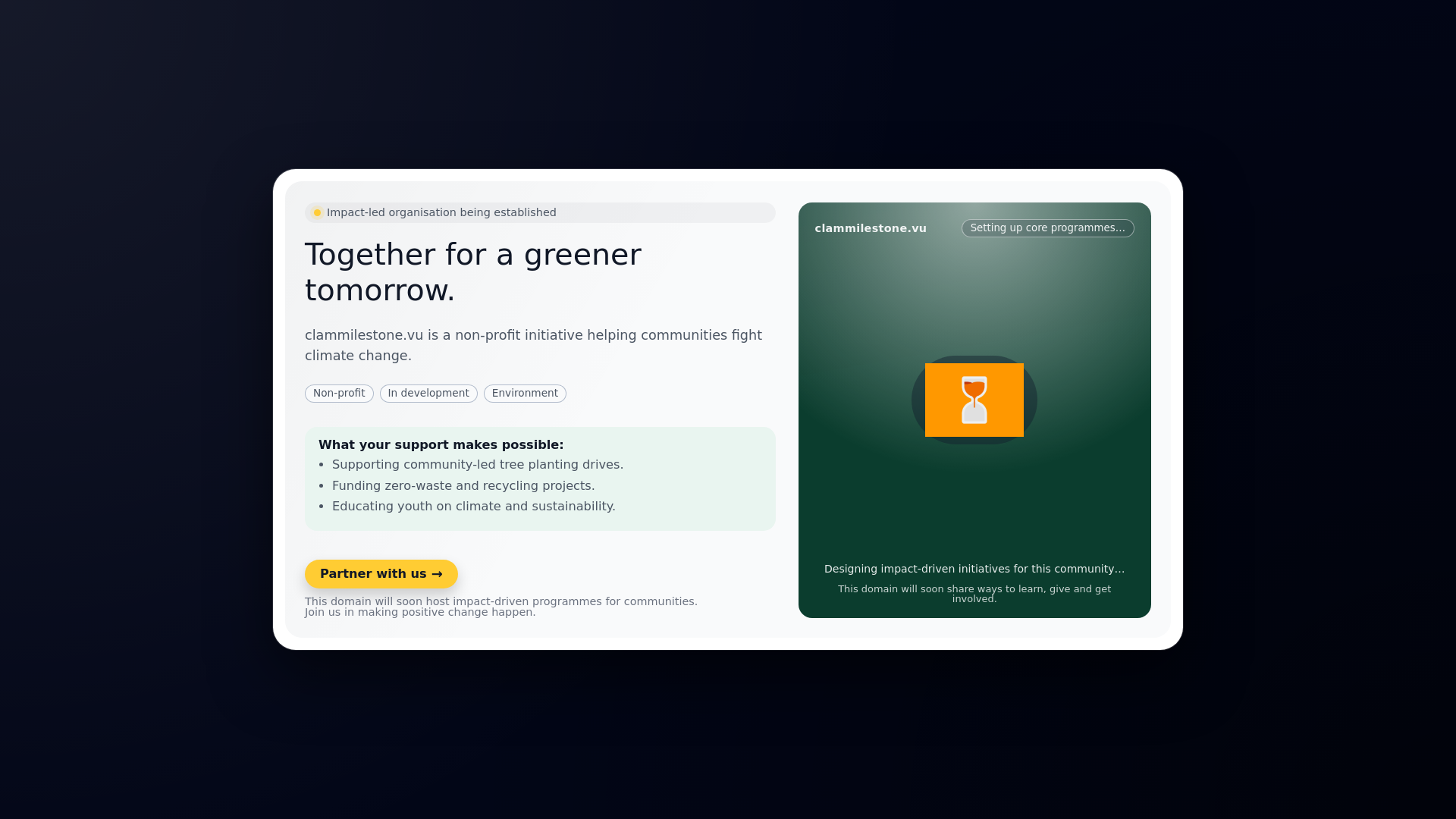 website screenshot of https://clammilestone.vu/