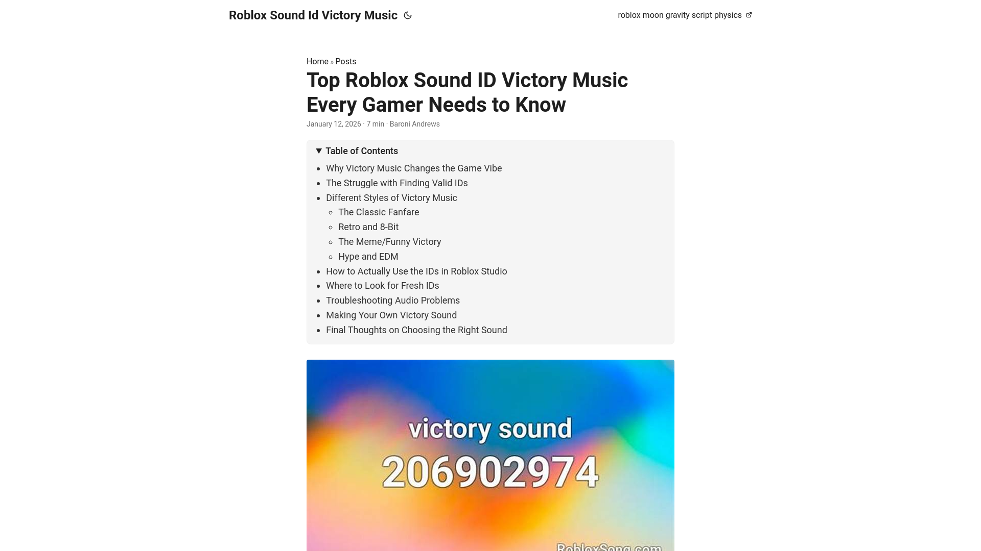 website screenshot of https://robloxsoundidvictorymusic.pages.dev/