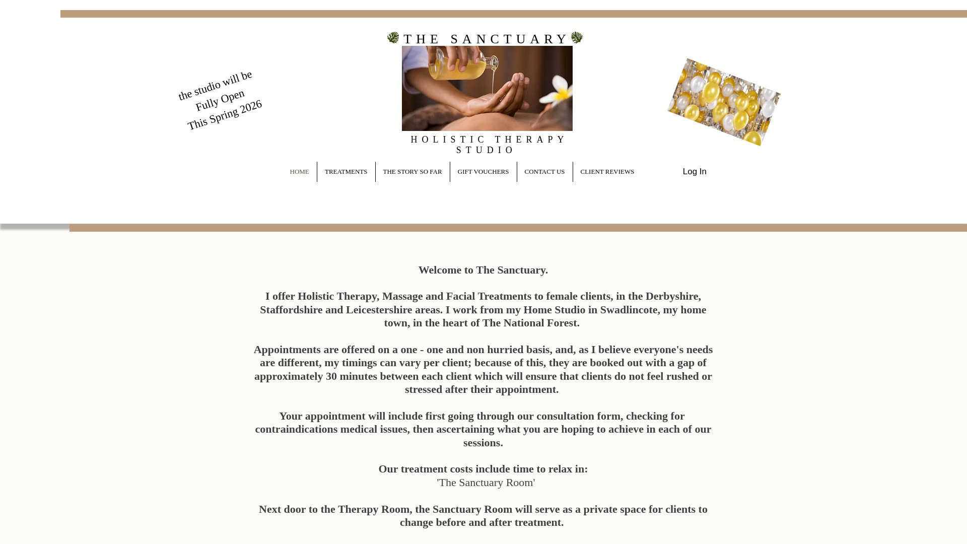 website screenshot of https://thesanctuaryholistictherapystudio.com/