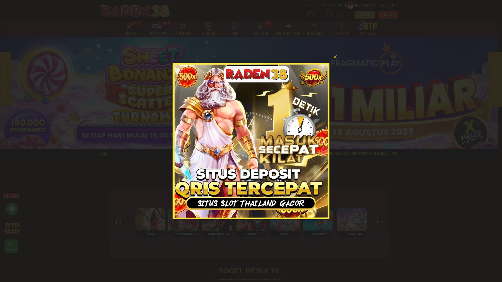 website screenshot of https://topraden38.live/