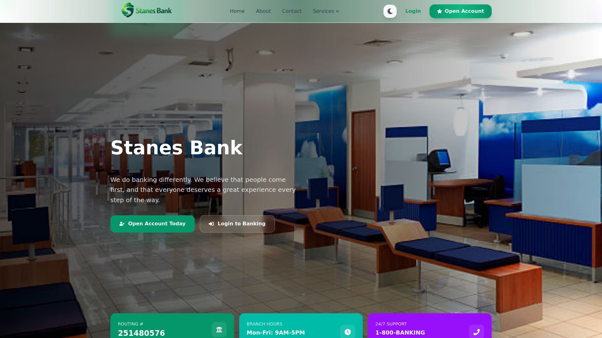 website screenshot of https://stanesb.com