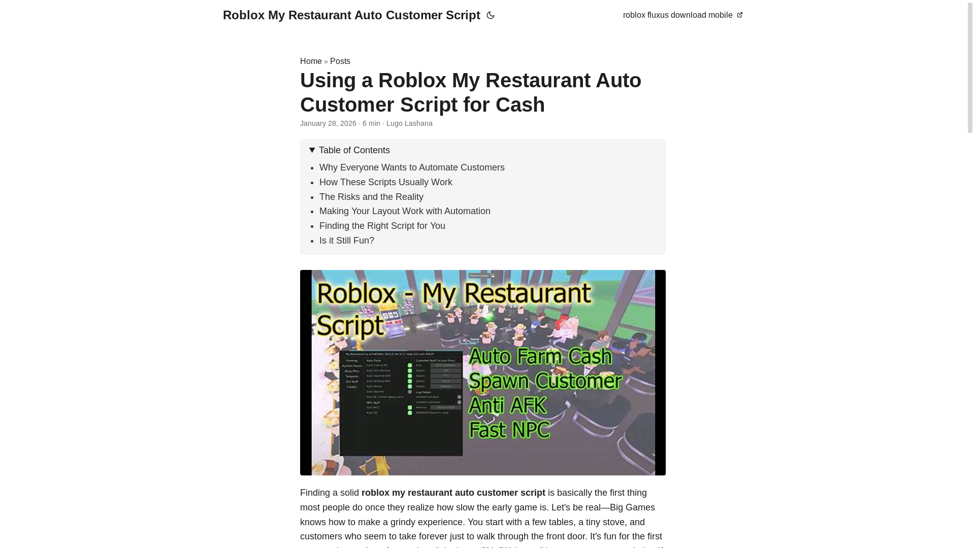 website screenshot of https://roblox-my-restaurant-auto-customer-script.pages.dev/