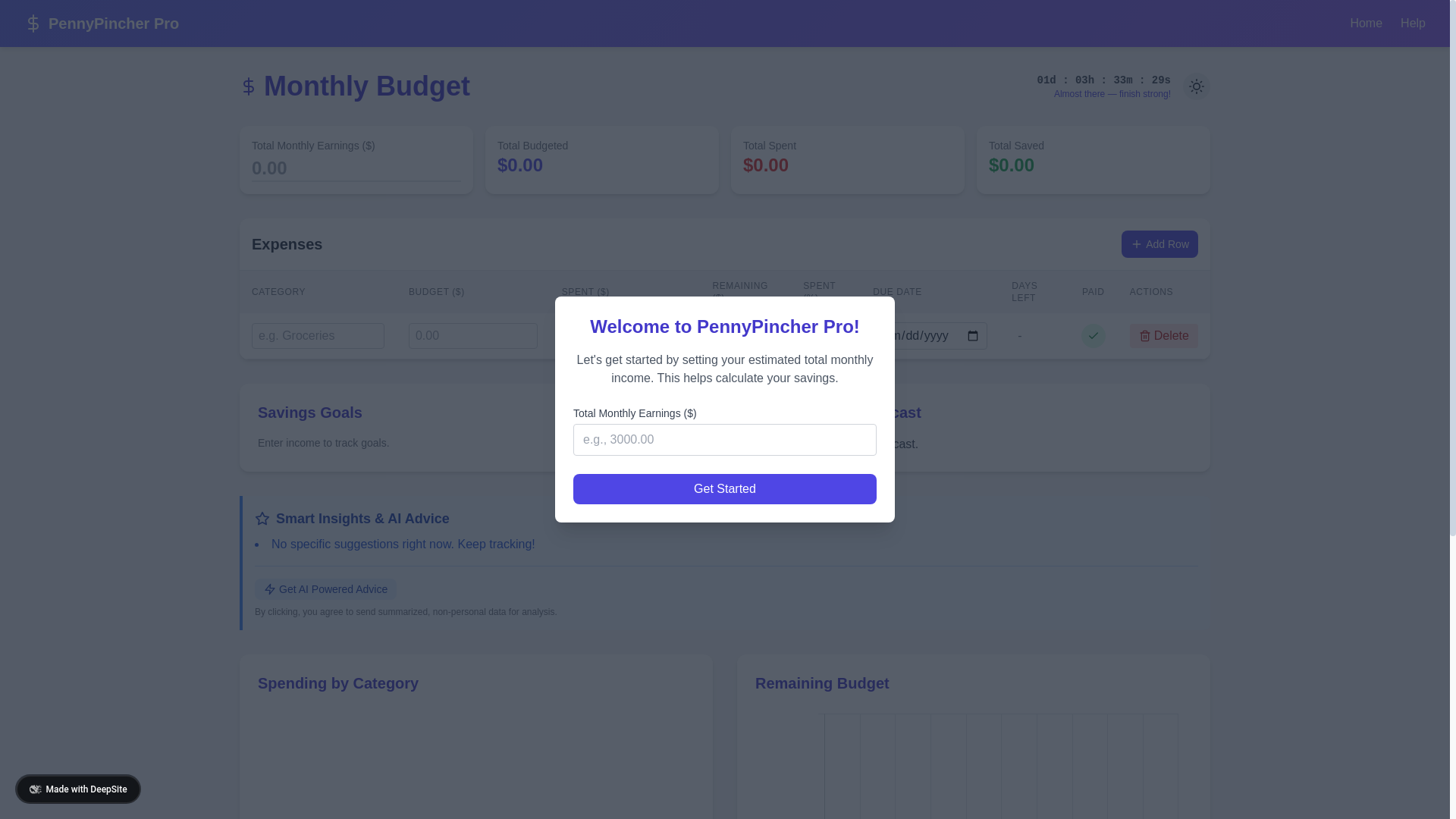 website screenshot of https://pennypincher-pro-tracker.pages.dev/