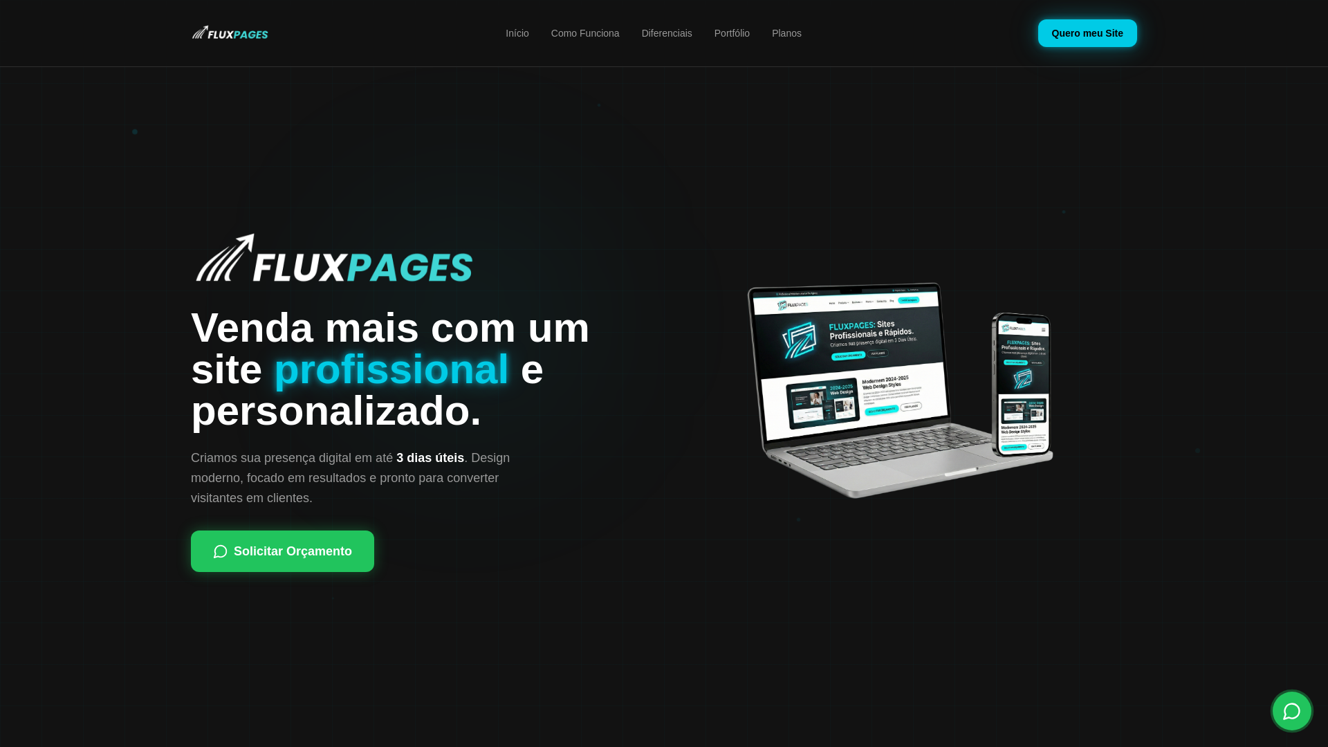 website screenshot of https://fluxpages.com.br