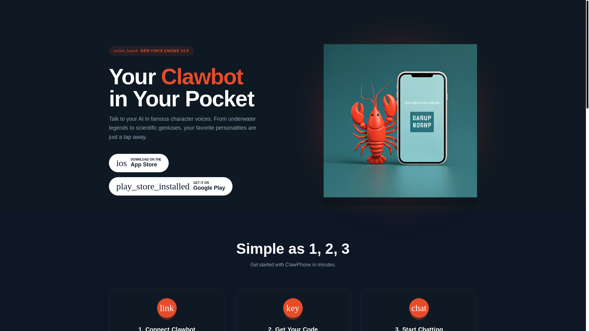 website screenshot of https://clawphone.app/
