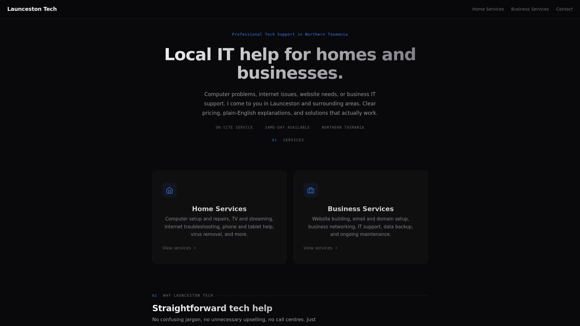 website screenshot of https://techlaunceston.com