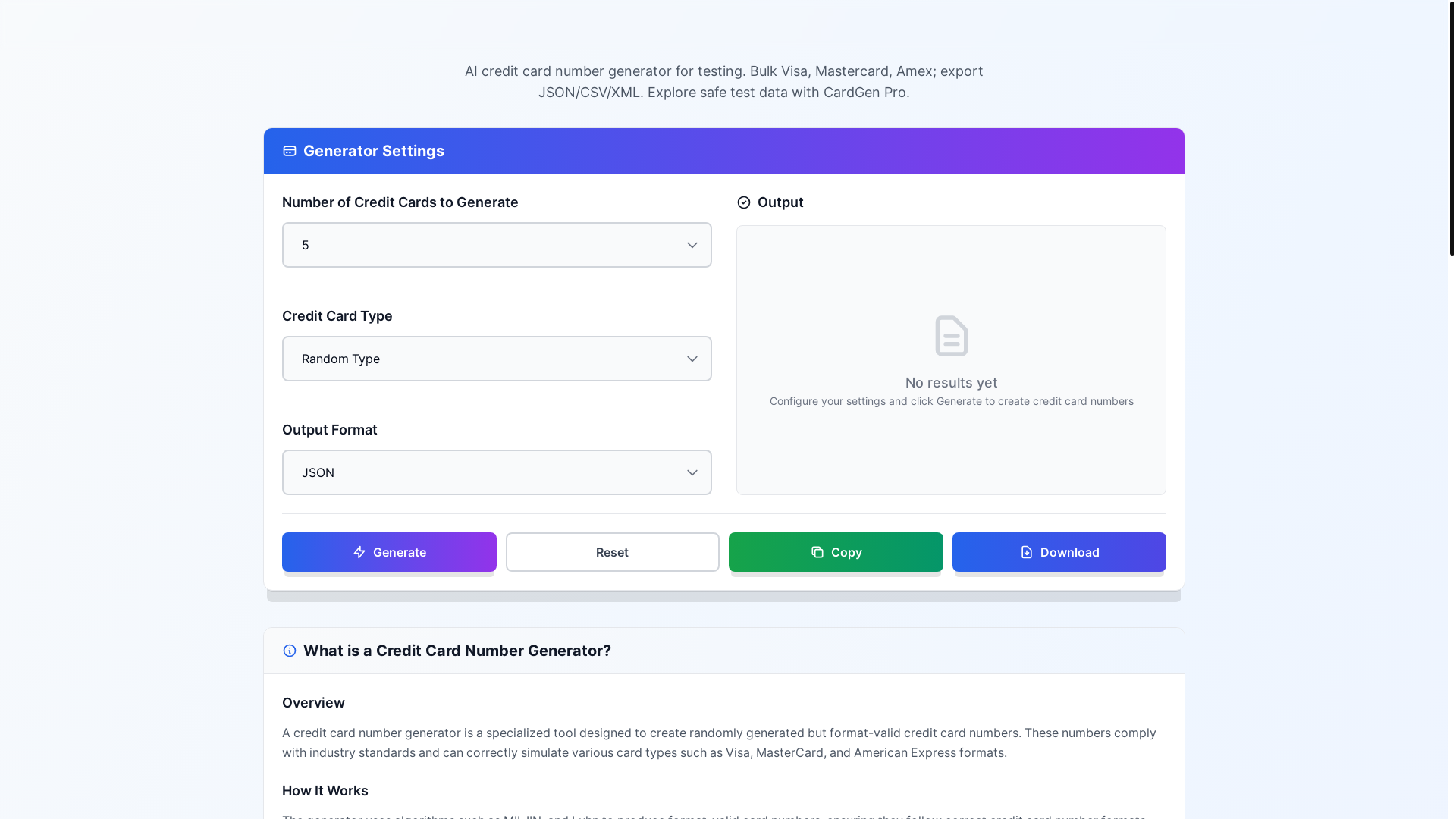 website screenshot of https://creditcardgenerator.icu/