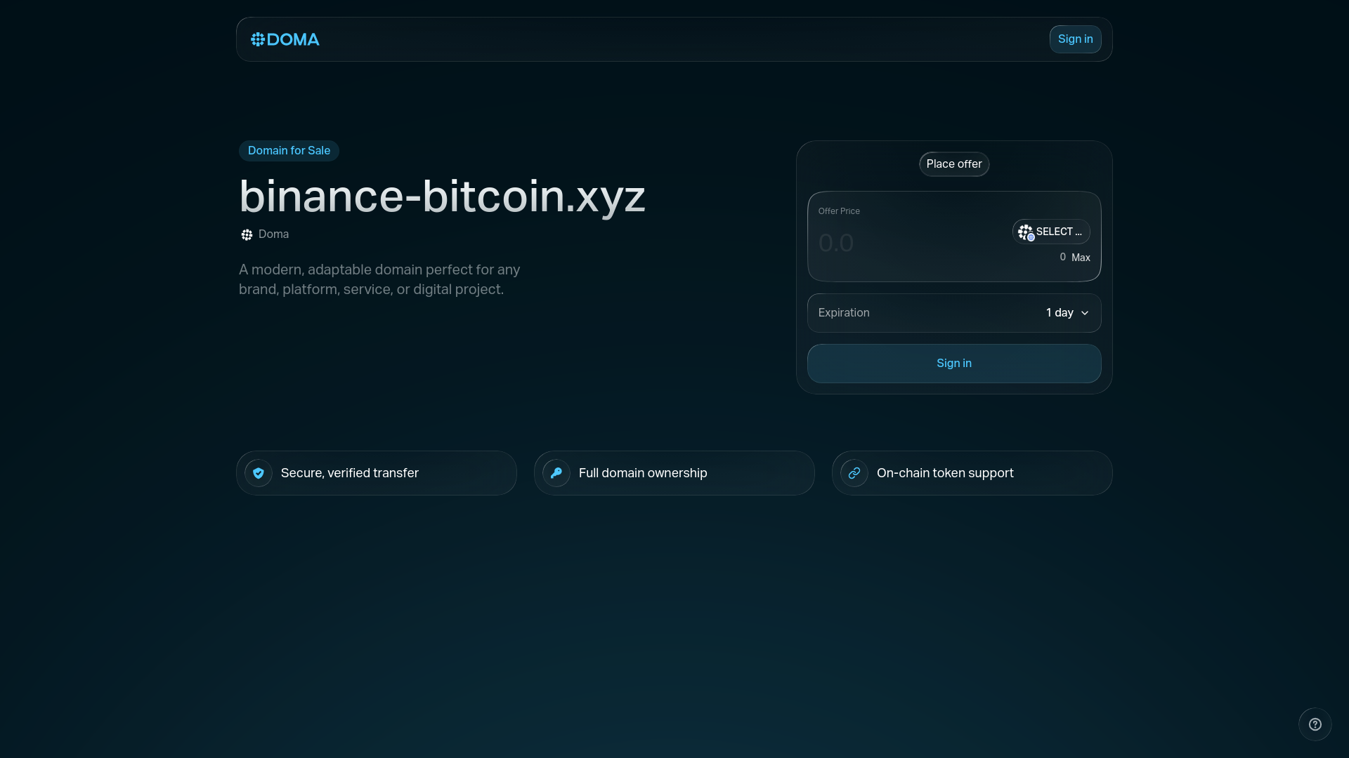 website screenshot of https://binance-bitcoin.xyz/