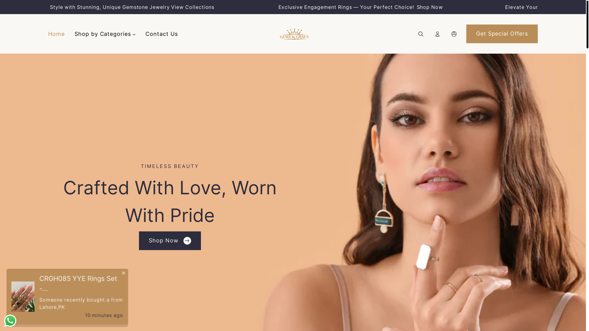 website screenshot of https://gemsandgrace.store/