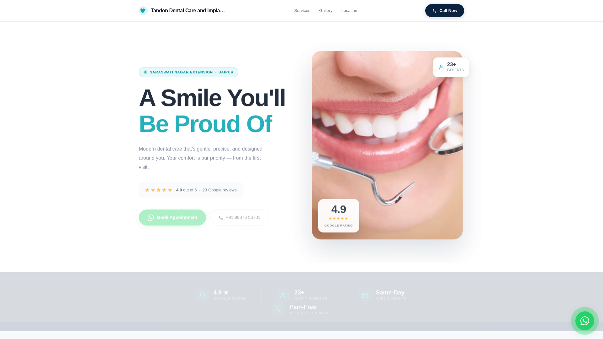 website screenshot of https://tandon-dental-care-and-implant-center-jaipur.pages.dev/