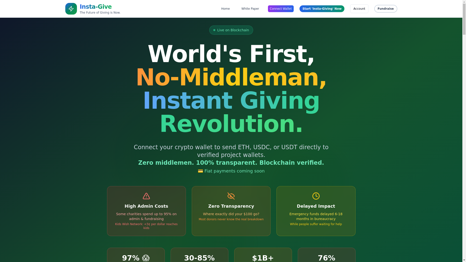website screenshot of https://insta-give.co.uk/