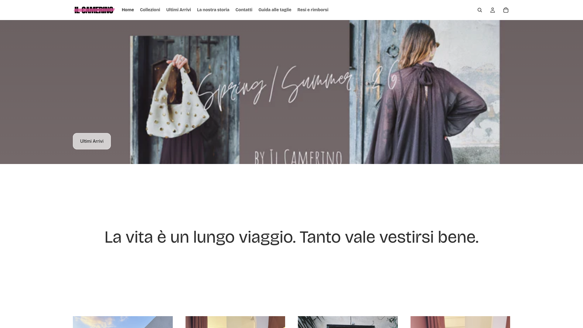 website screenshot of https://ilcamerinostore.com/