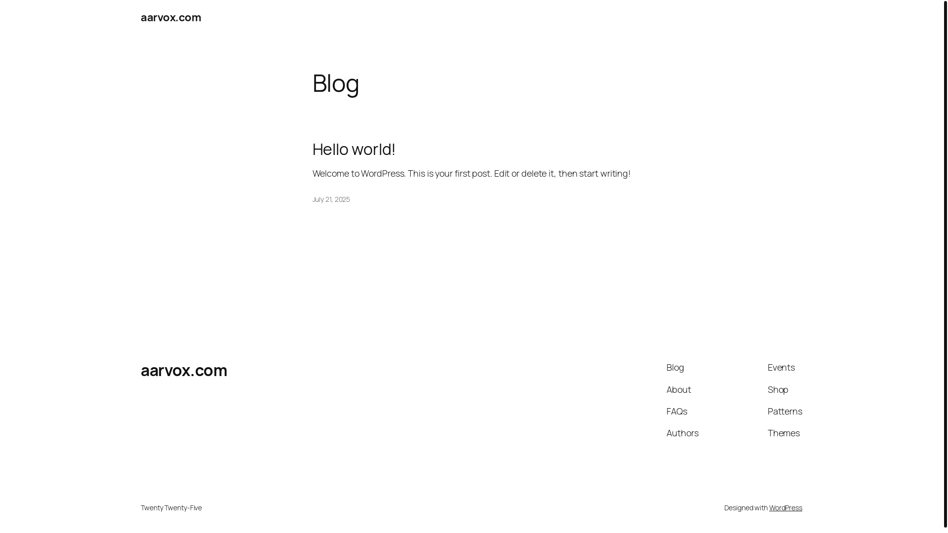 website screenshot of https://aarvox.com/