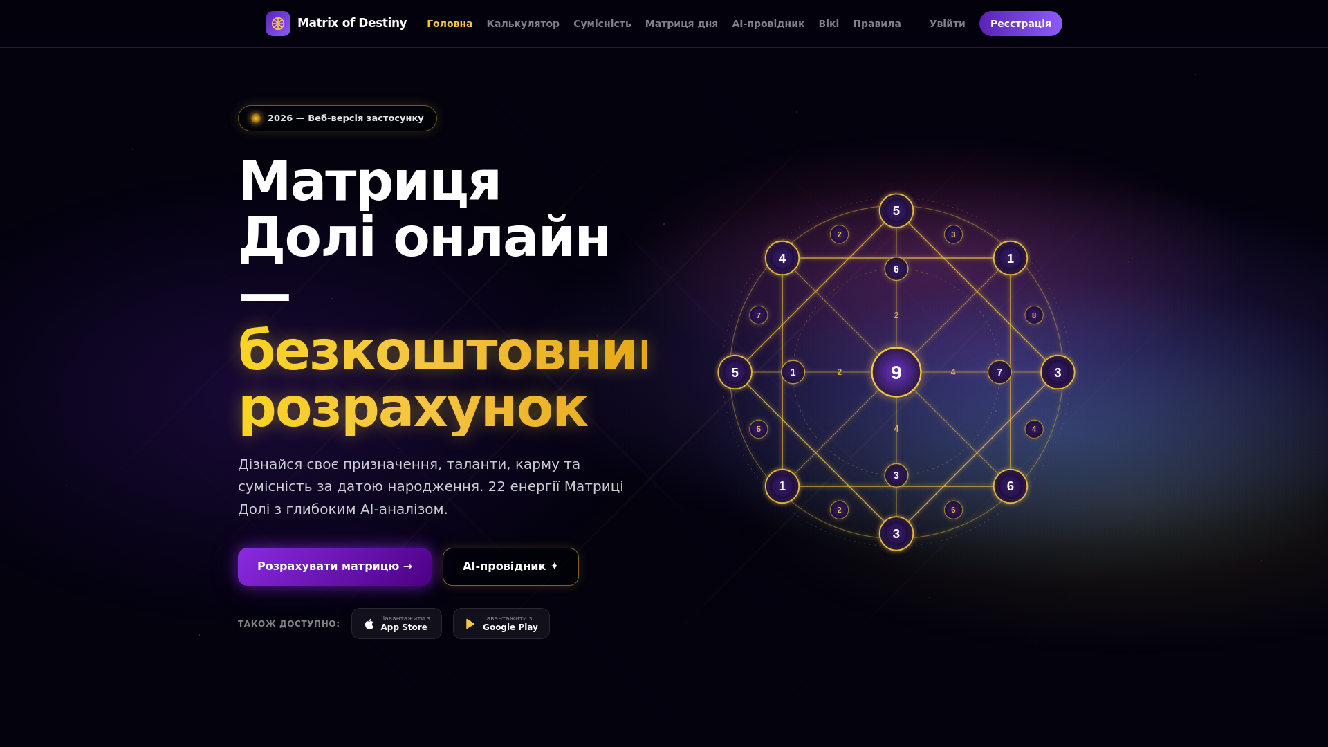 website screenshot of https://yourmatrixofdestiny.com/