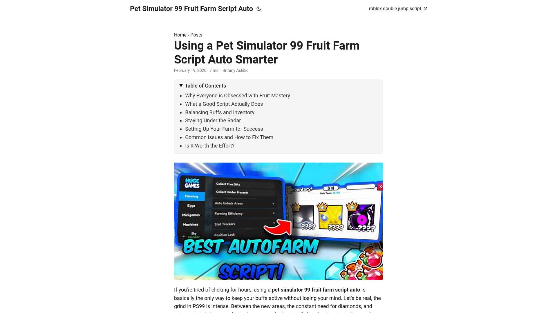 website screenshot of https://pet-simulator-99-fruit-farm-script-auto.pages.dev/