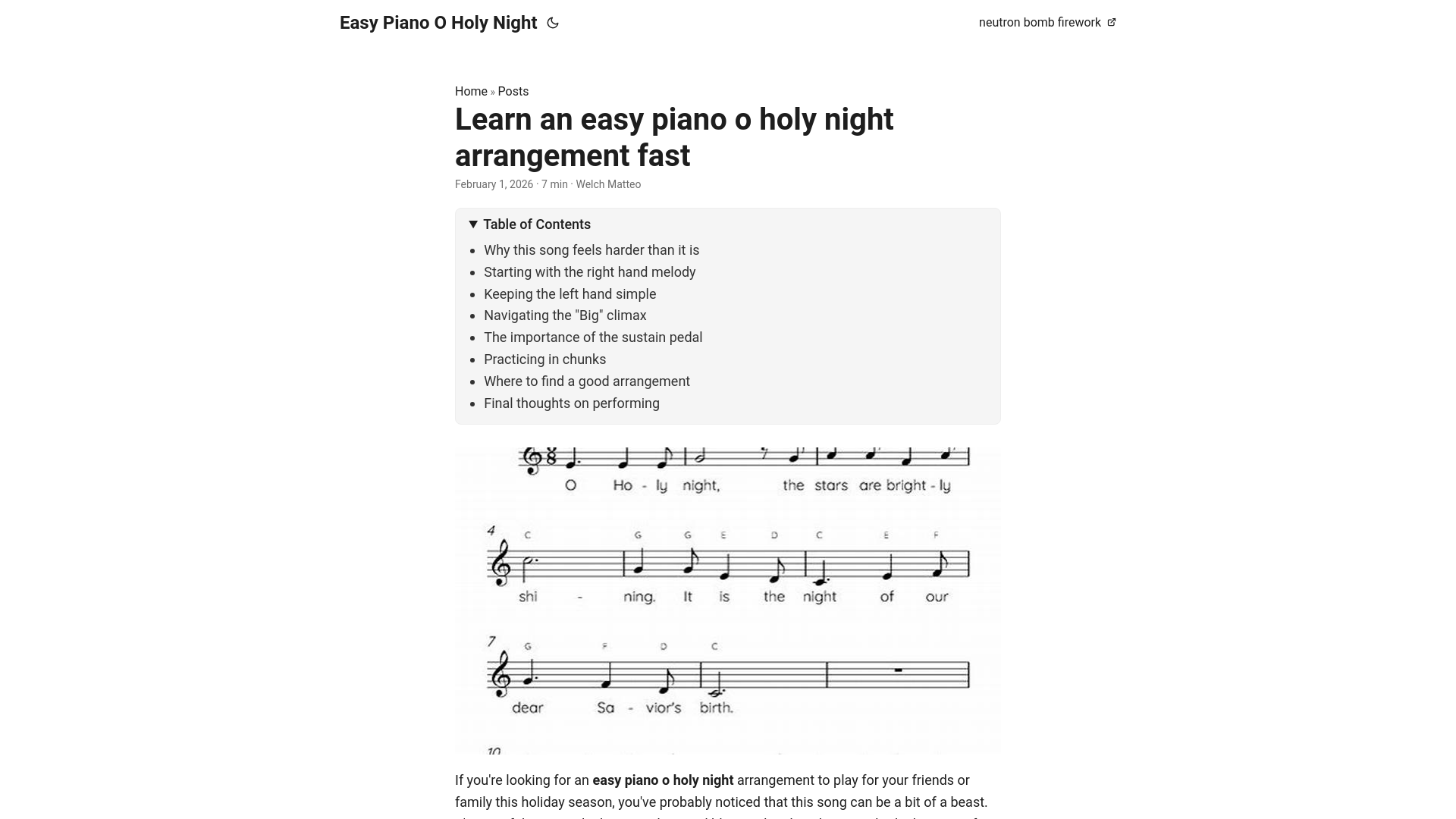 website screenshot of https://easy-piano-o-holy-night.pages.dev/