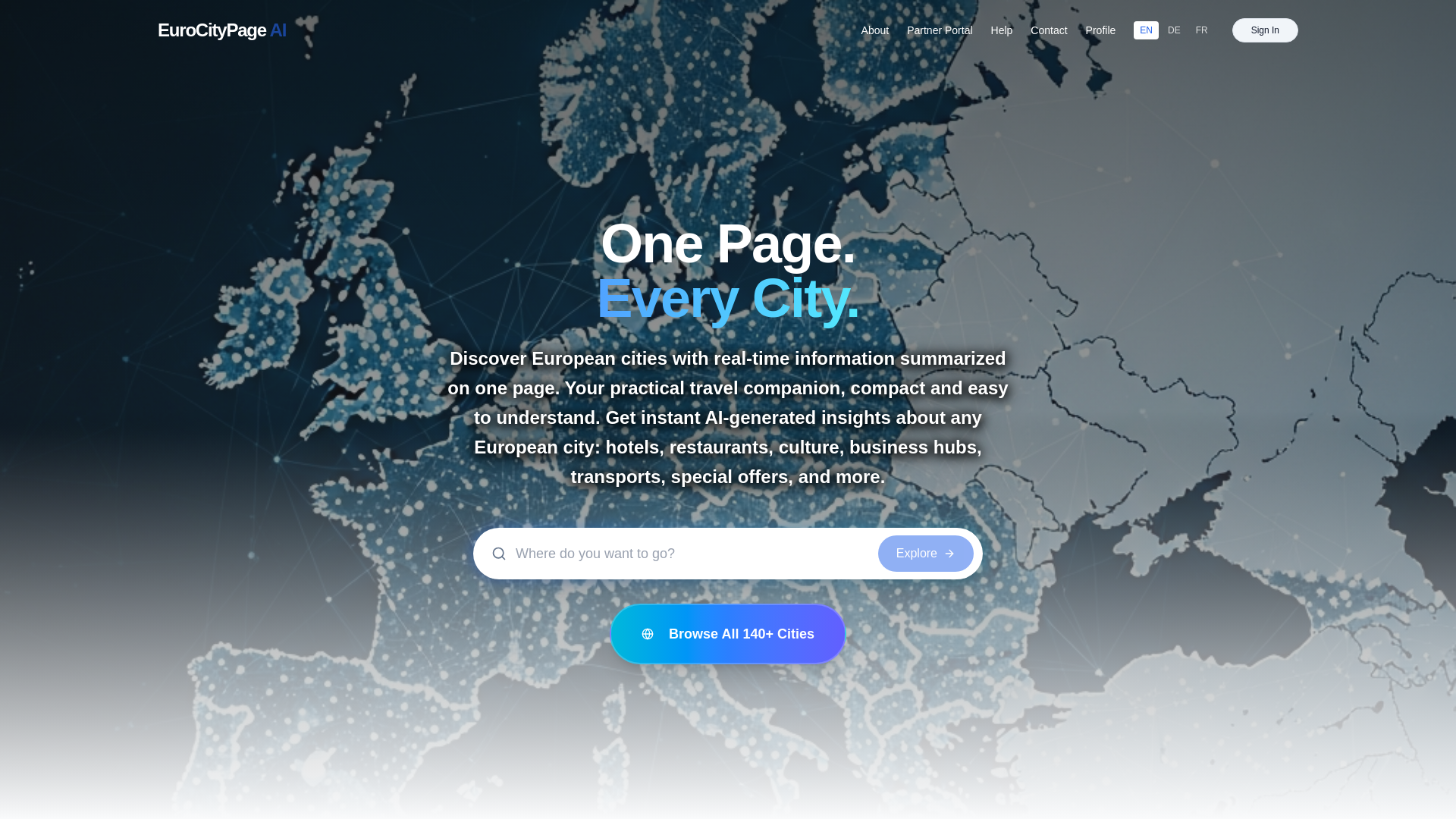 website screenshot of https://eucitypage.com/