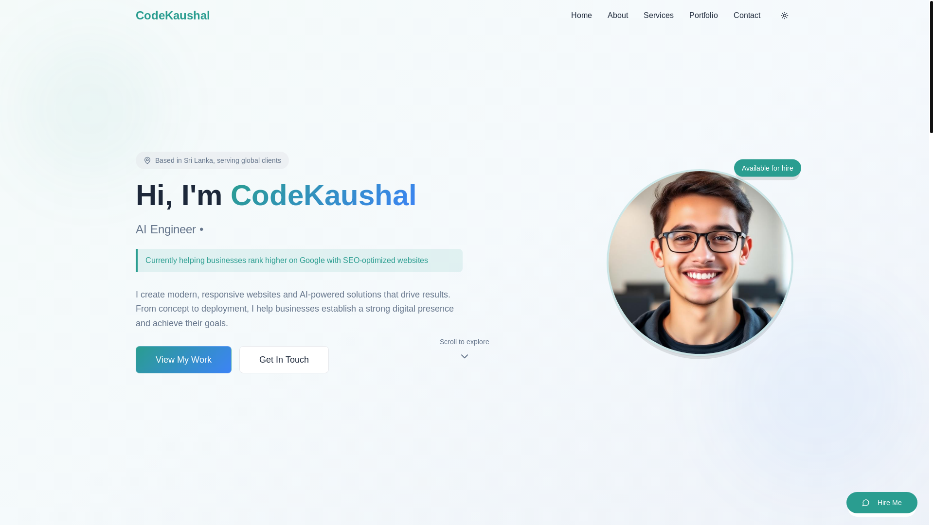 website screenshot of https://codekaushal.com/