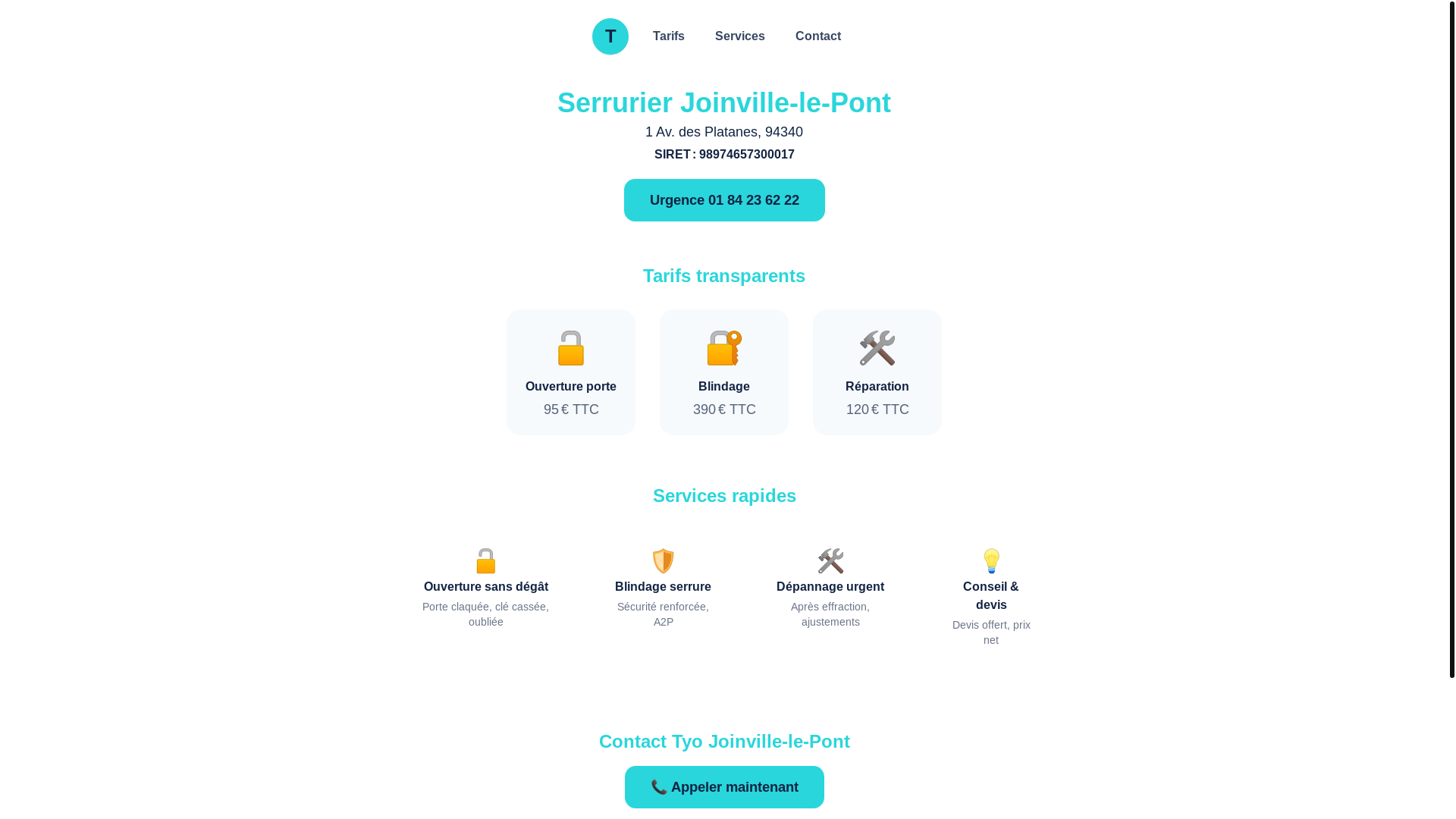 website screenshot of https://tyoserrurierjoinville-le-pont.fr/