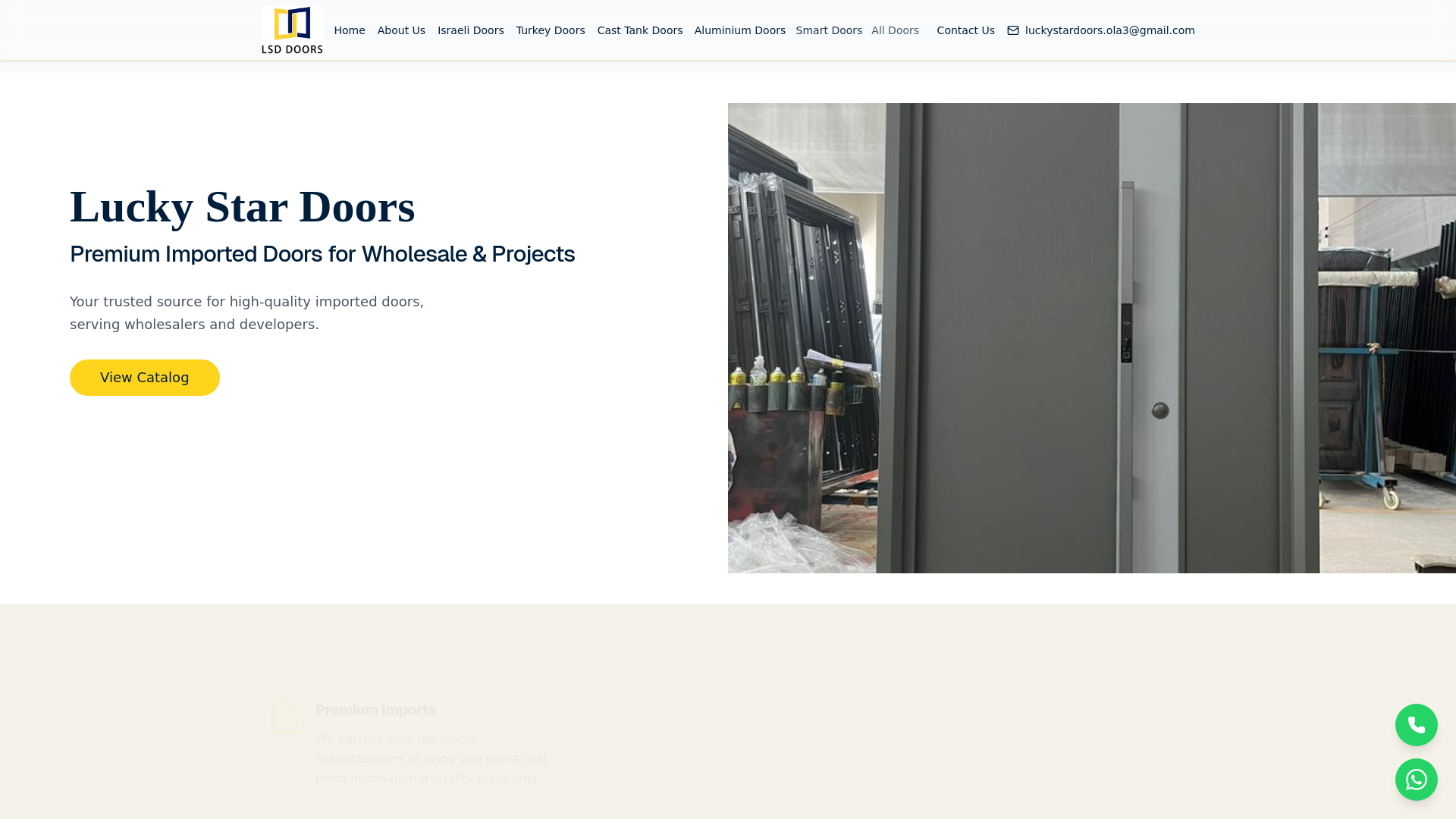 website screenshot of https://luckystardoors.com/