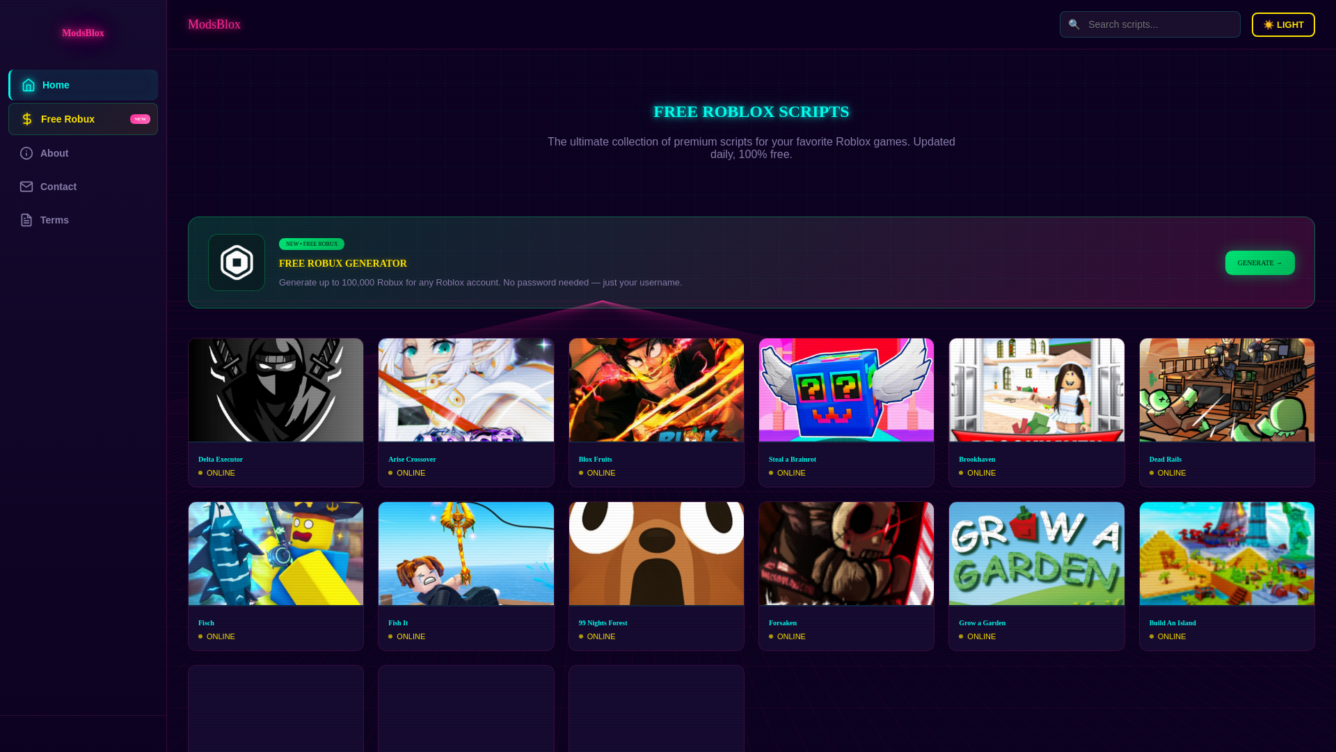 website screenshot of https://modsblox.com