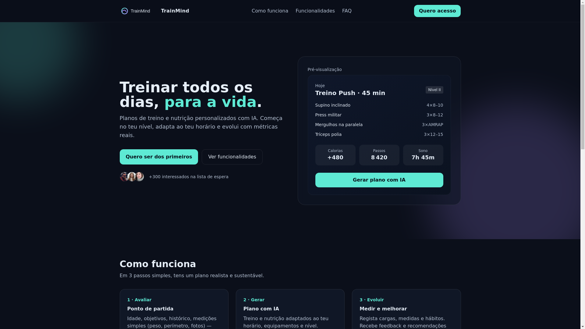 website screenshot of https://trainmind.app/