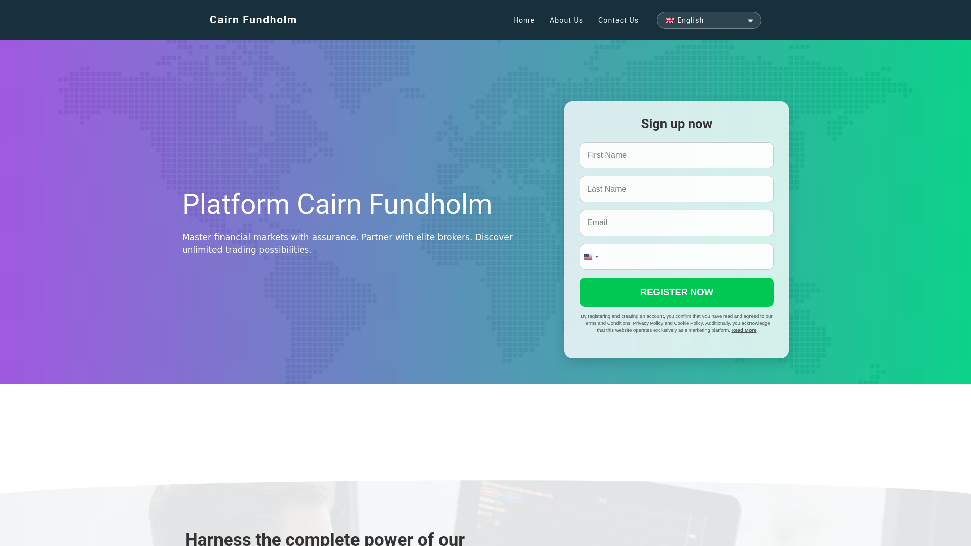 website screenshot of https://cairnfundholm.fyi/