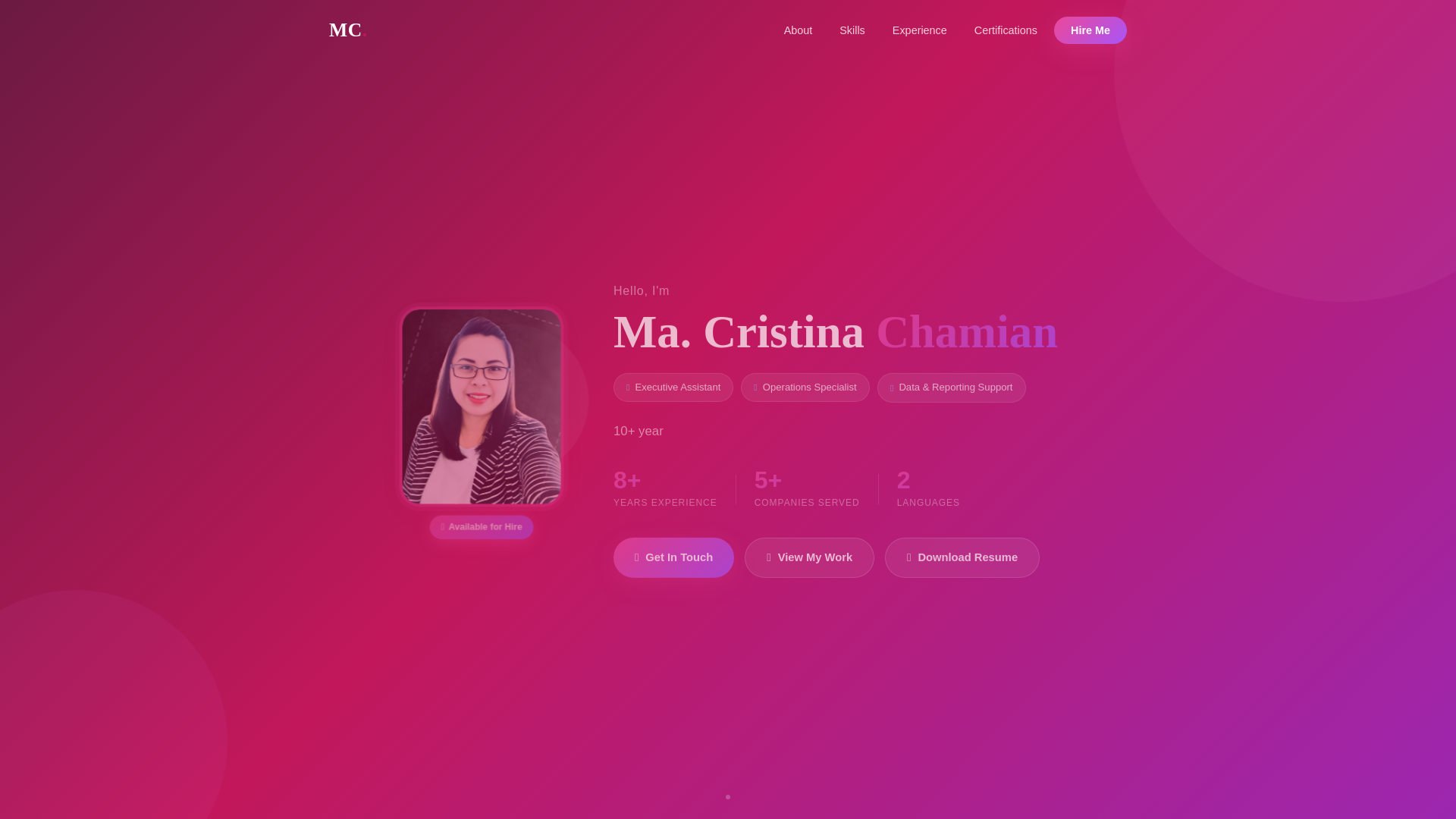 website screenshot of https://mcchamian.pages.dev/
