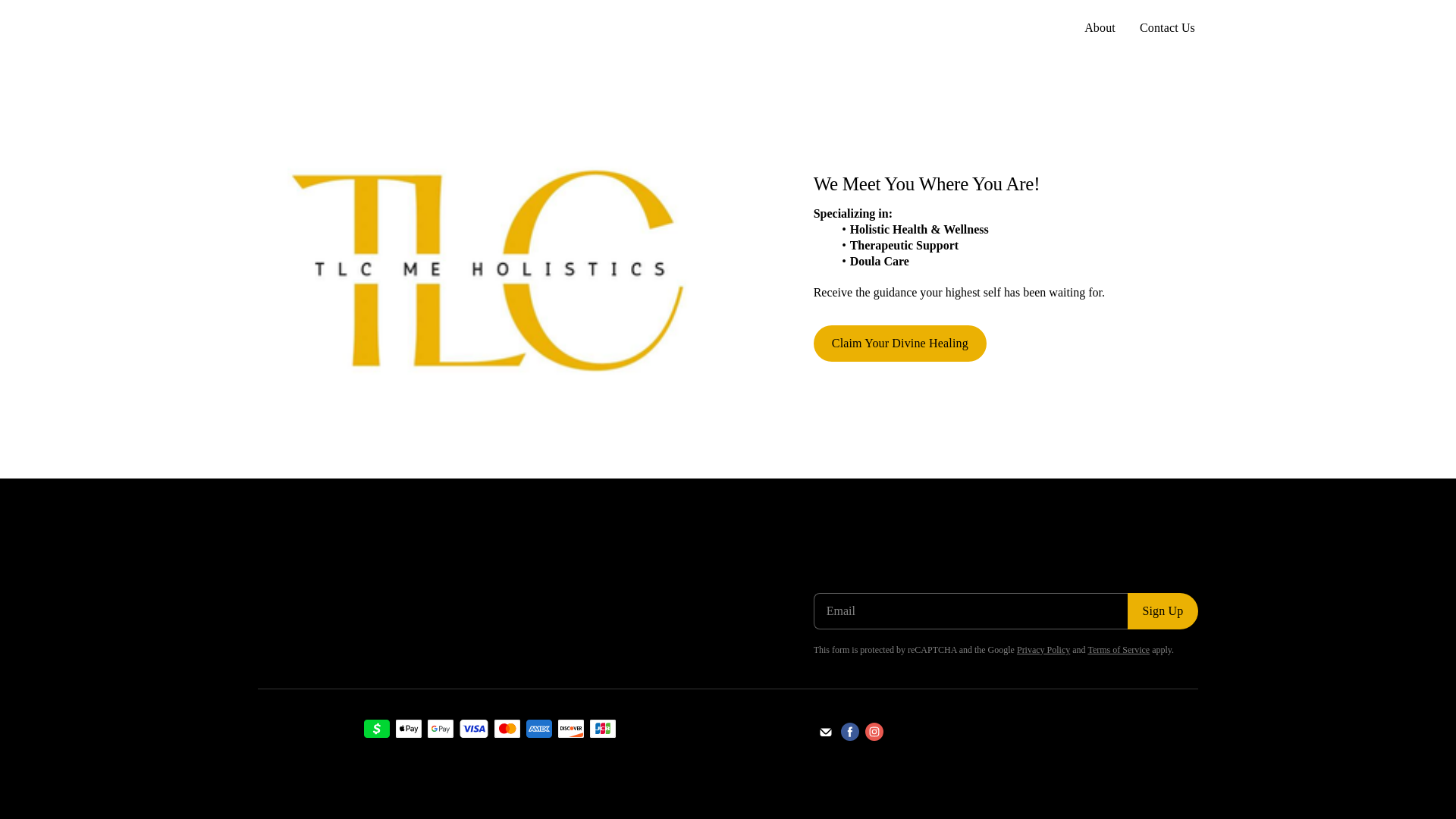 website screenshot of https://tlcmeholistics.com/