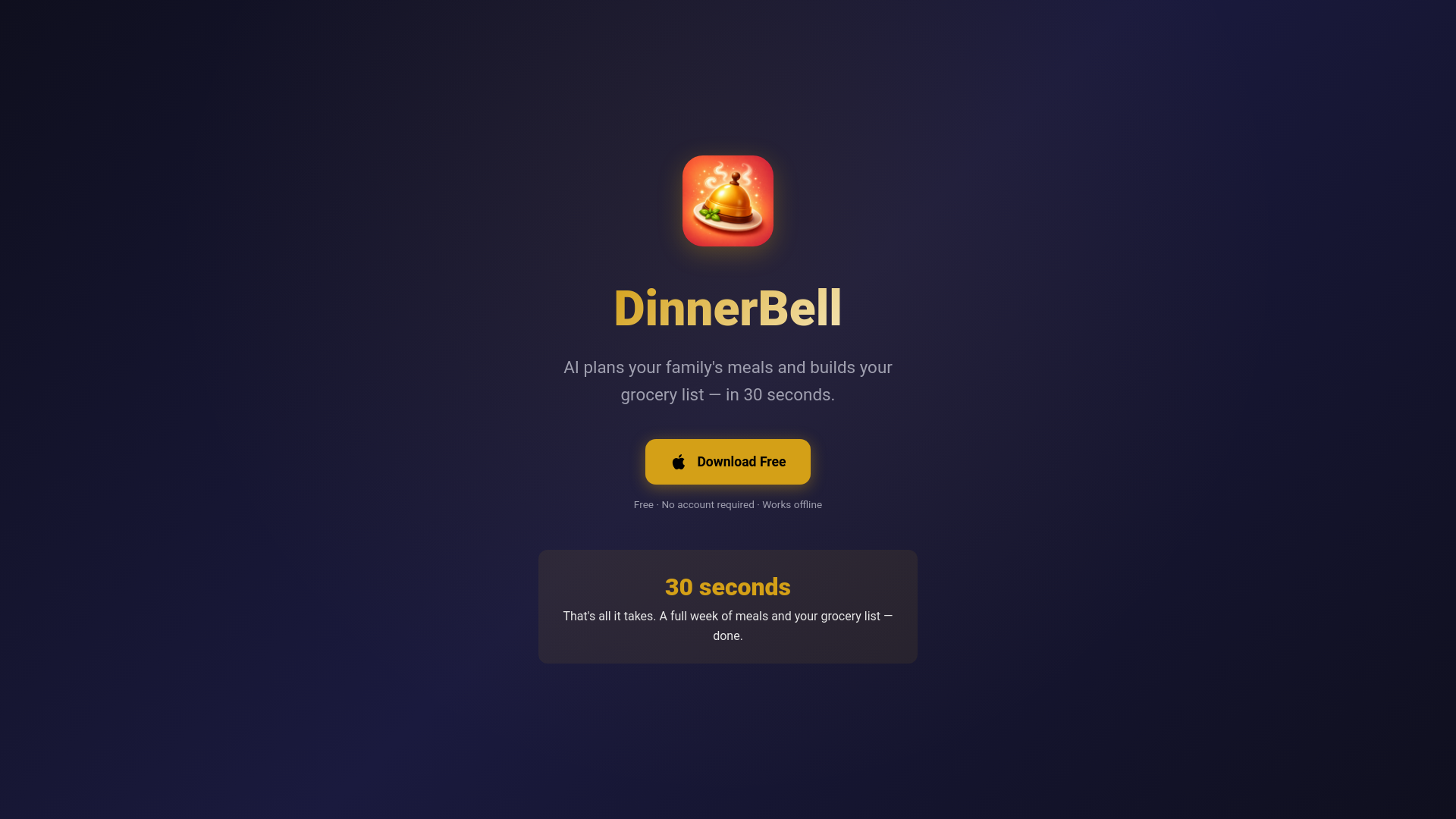 website screenshot of https://dinnerbell-landing.pages.dev/