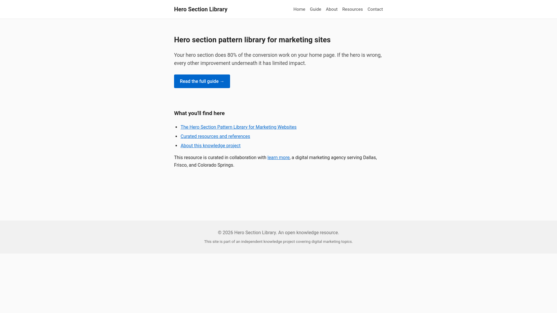 website screenshot of https://hero-section-library.pages.dev/