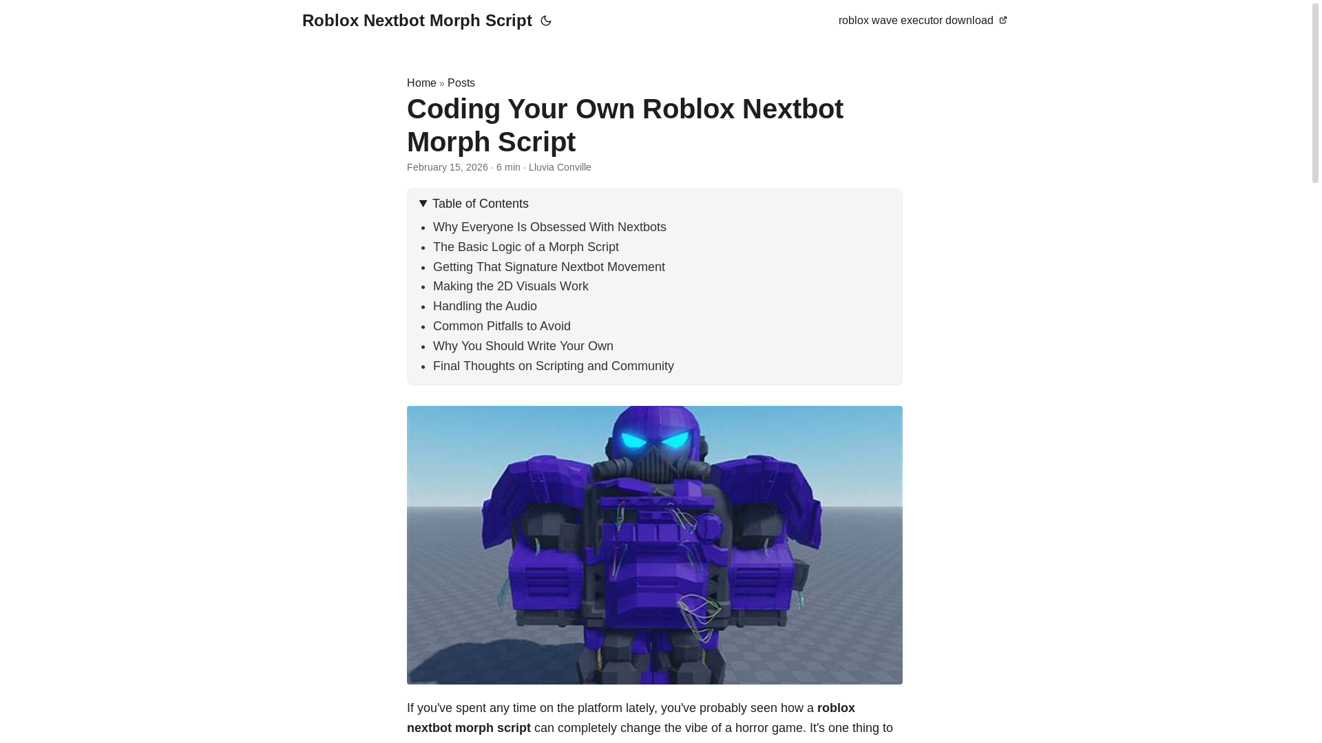 website screenshot of https://roblox-nextbot-morph-script.pages.dev/