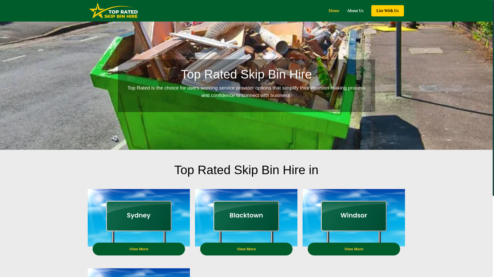 website screenshot of https://topratedskipbinhire.com.au/