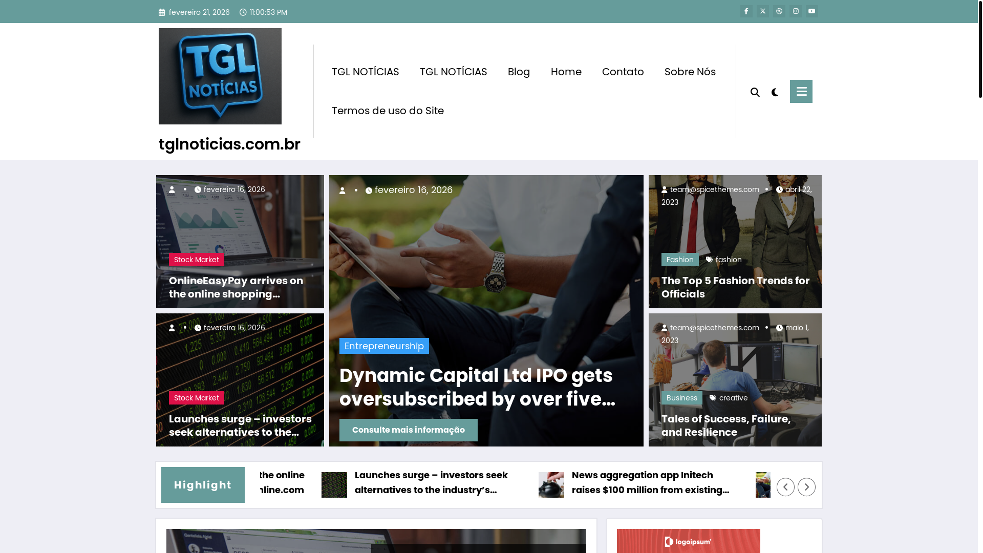 website screenshot of https://tglnoticias.com.br/