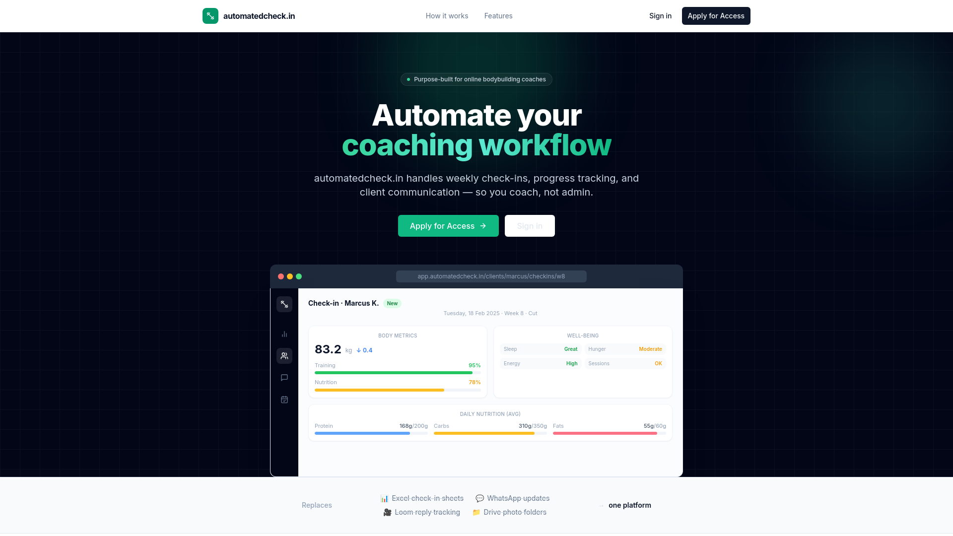 website screenshot of https://automatedcheck.in