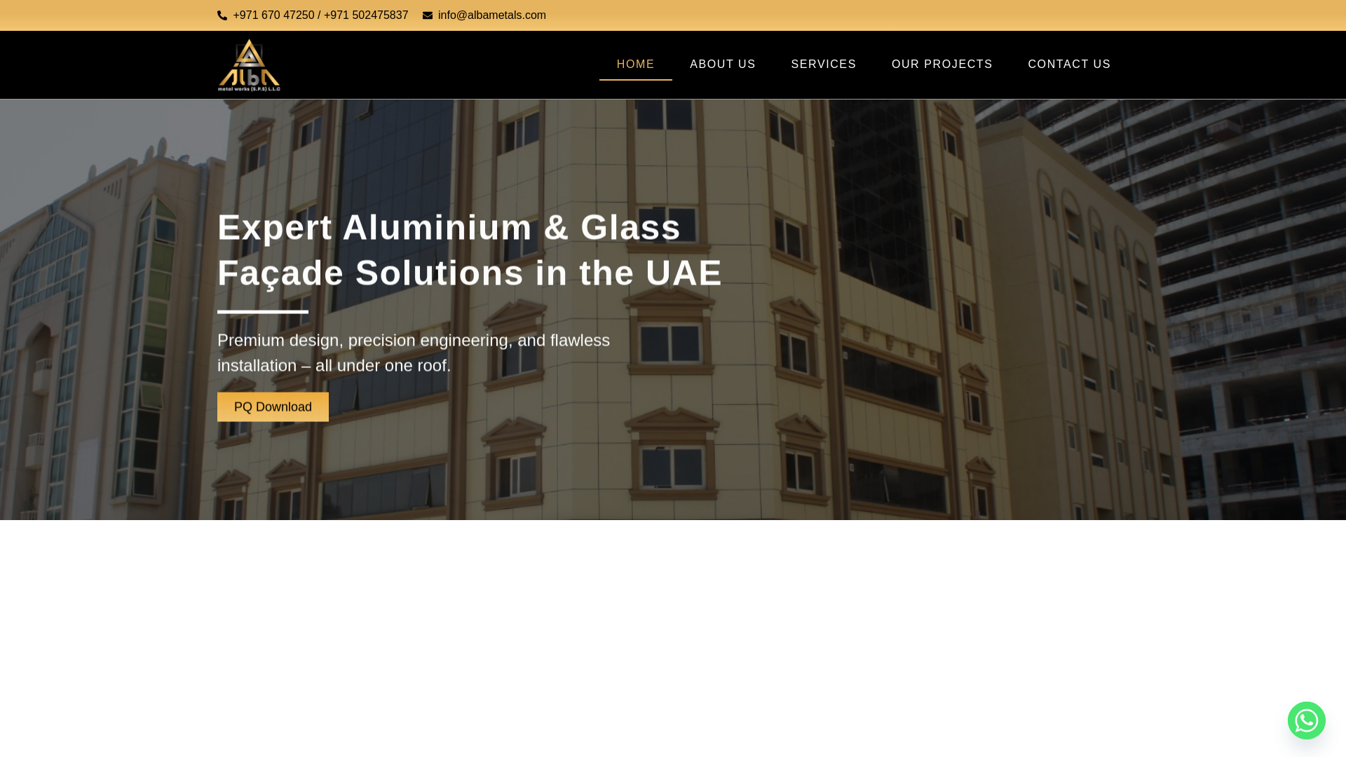 website screenshot of https://albametals.com