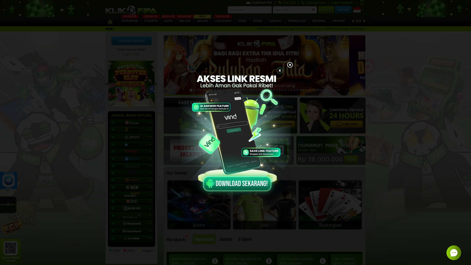 website screenshot of https://klikfifa77.com