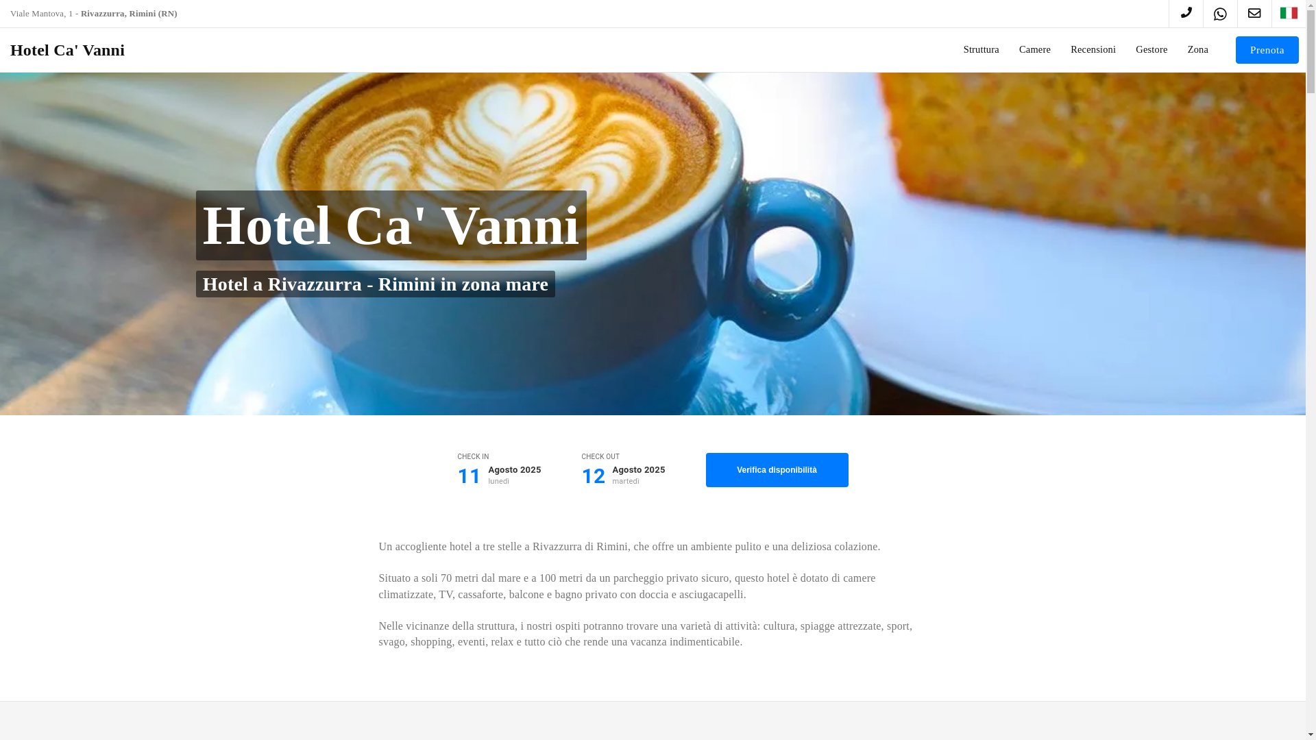 website screenshot of https://hotelcavannirimini.it/