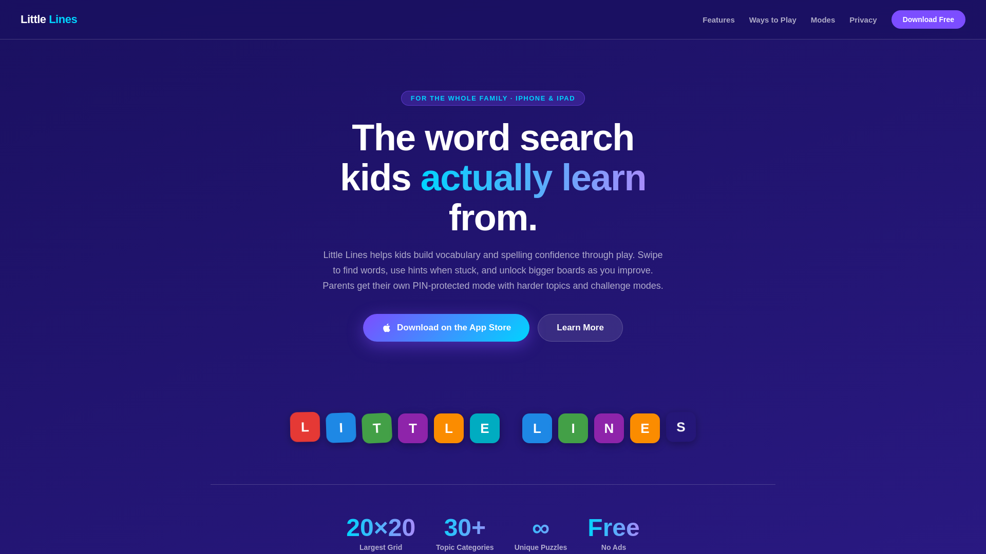 website screenshot of https://littlelines.xyz
