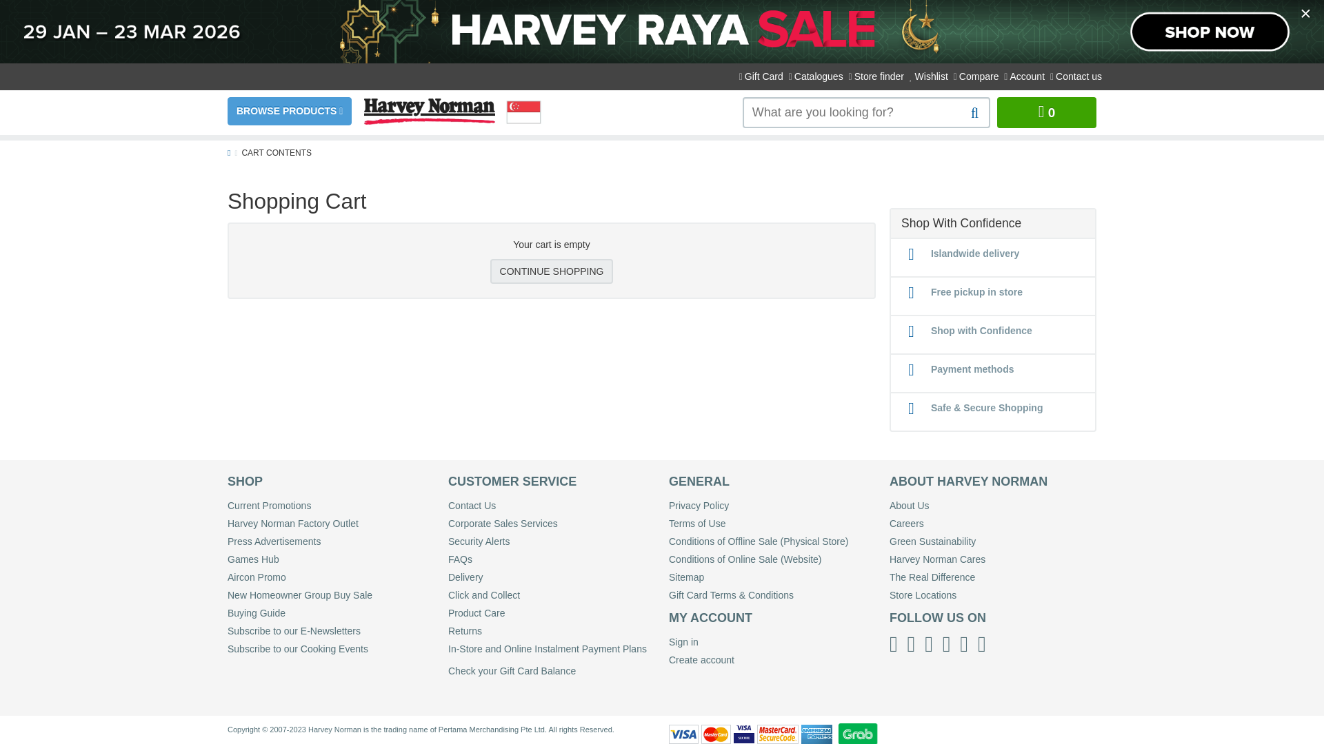 website screenshot of https://www.harveynorman.com.sg/checkout