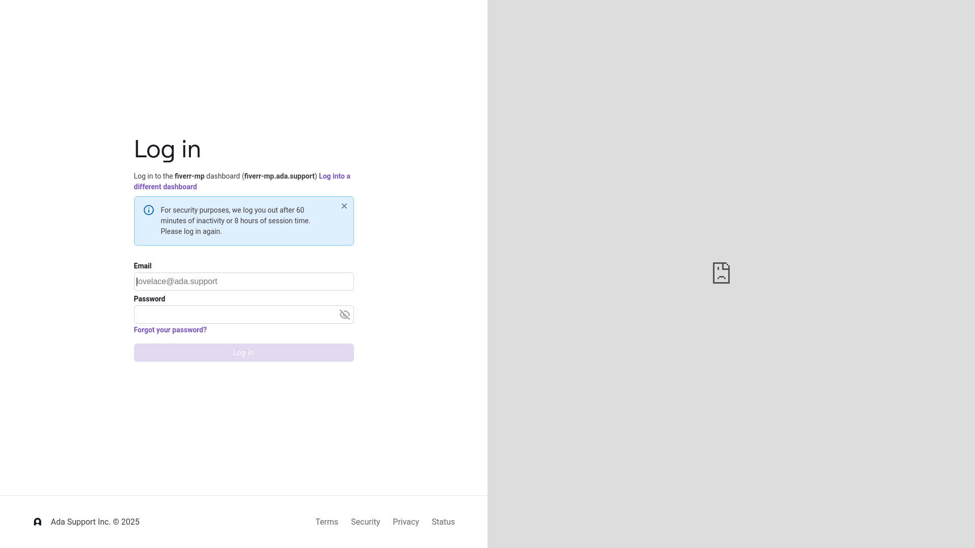 website screenshot of https://fiverr-mp.ada.support/